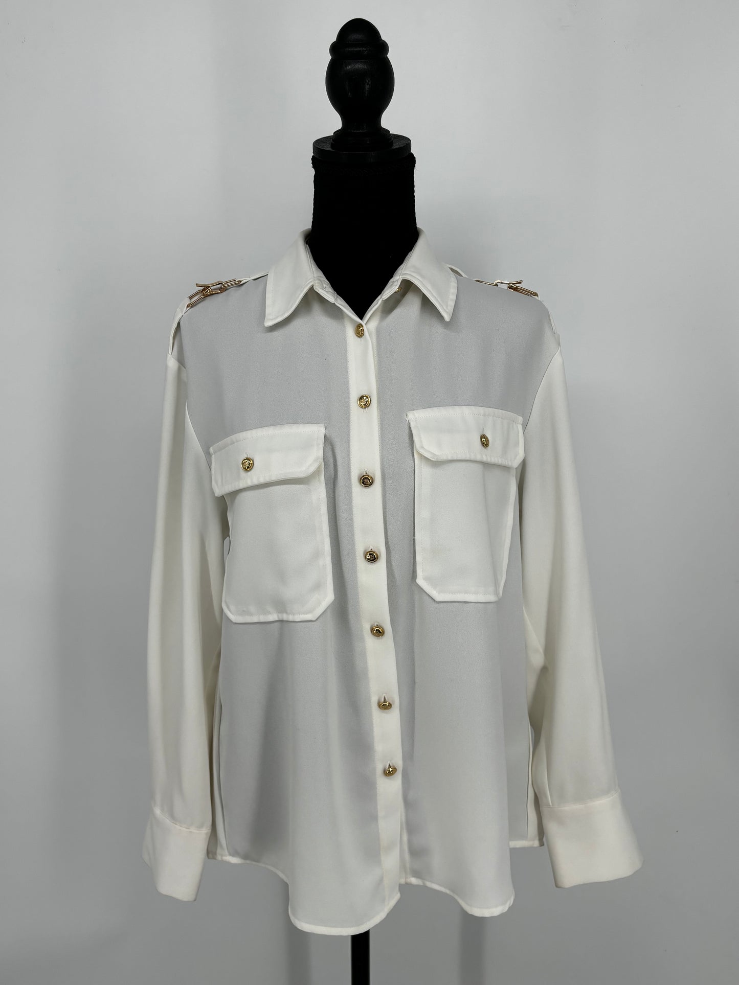 ZARA Women’s White Military Style Shirt size xs