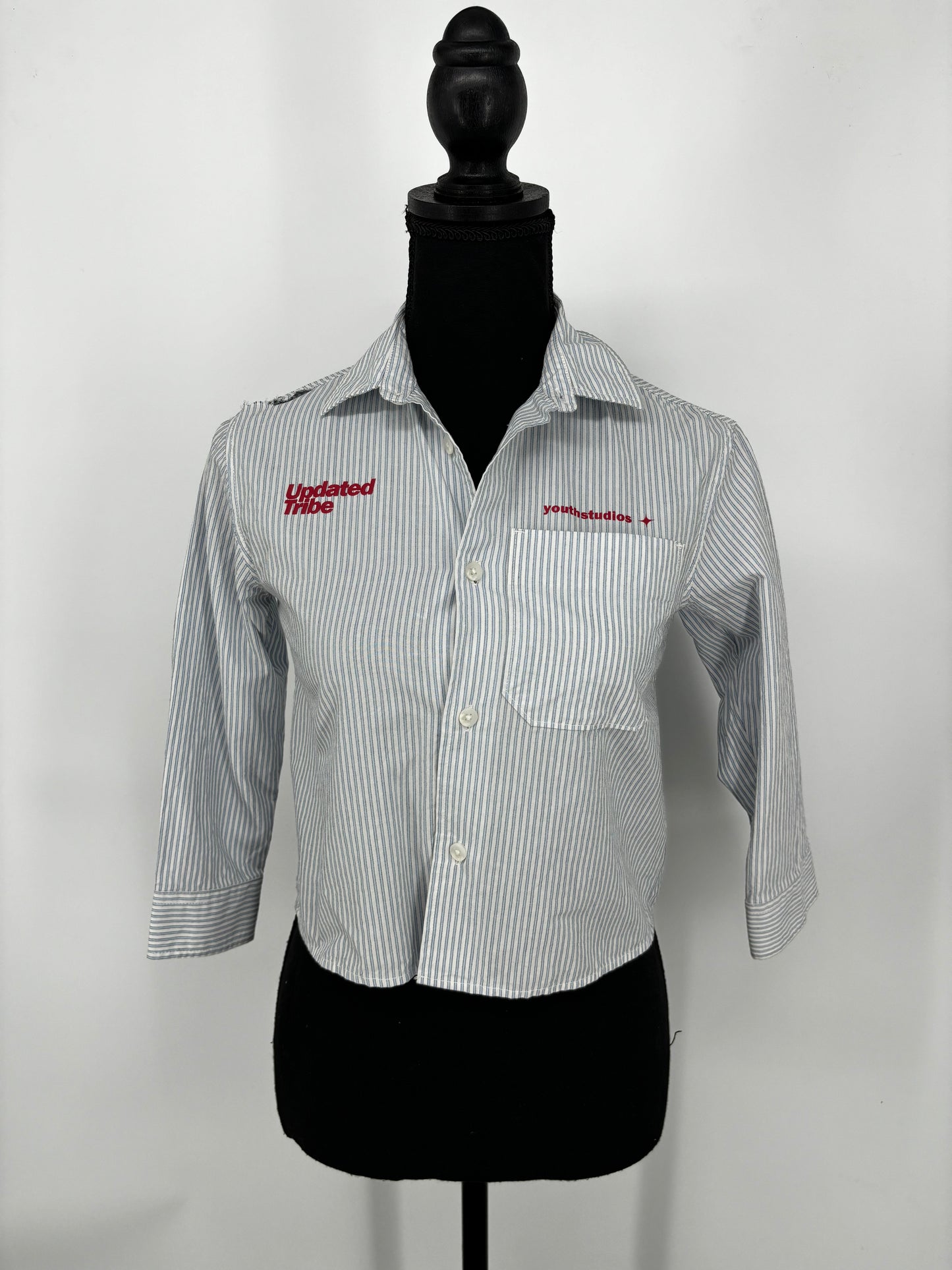 Zara Women’s White Checkered Cropped Shirt size6/7