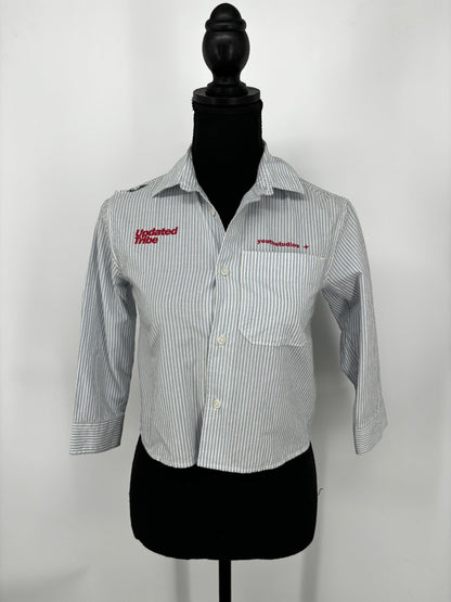 Zara Women’s White Checkered Cropped Shirt size6/7