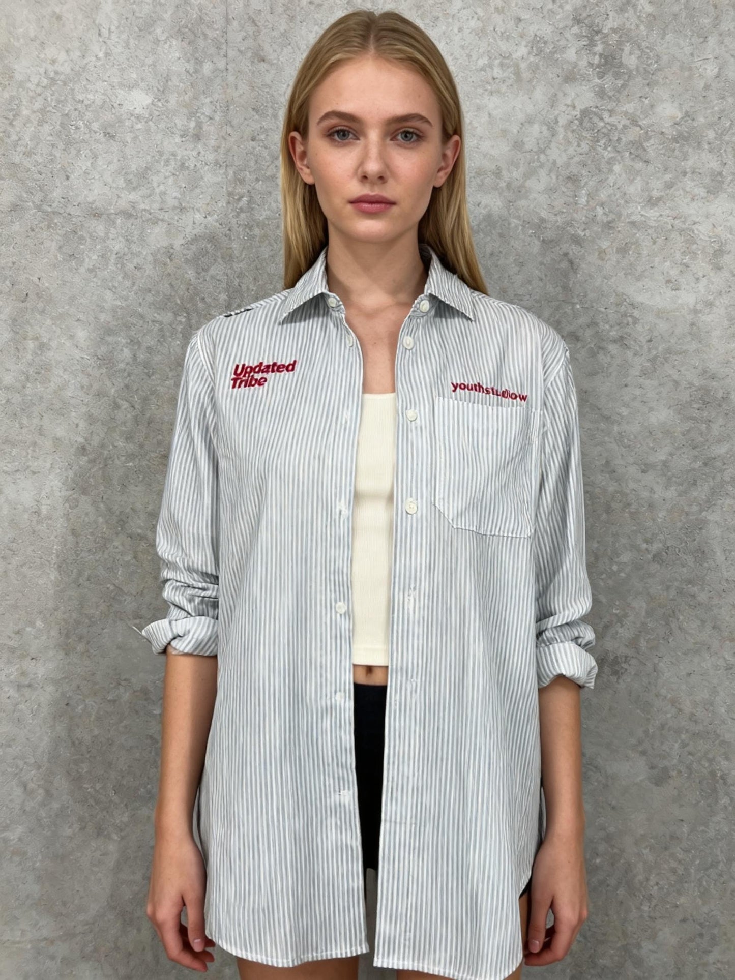 Zara Women’s White Checkered Cropped Shirt size6/7