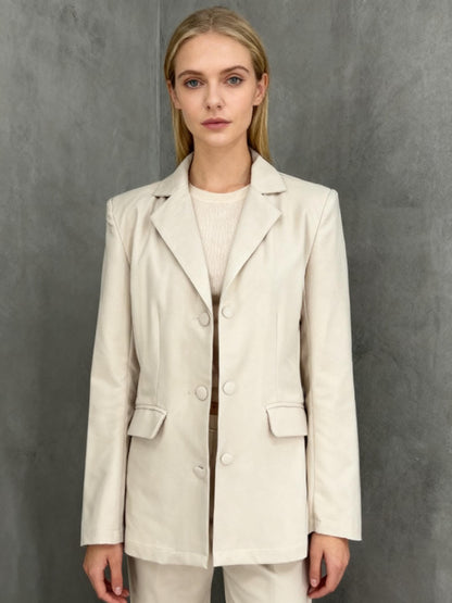 Women’s Cream Textured Tweed Suit Jacket size s