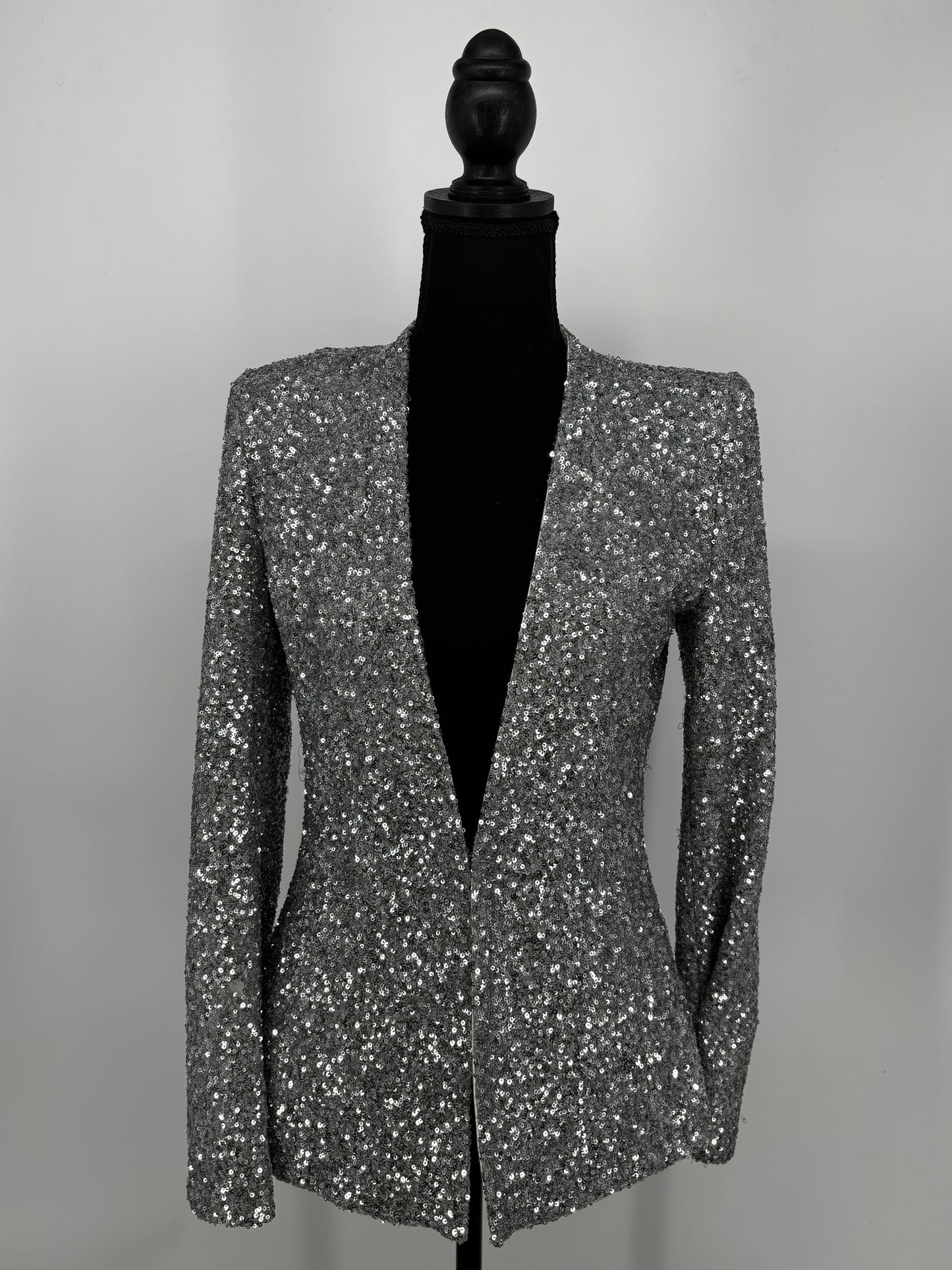Zara Women’s Silver Sequin V-Neck Blazer size s
