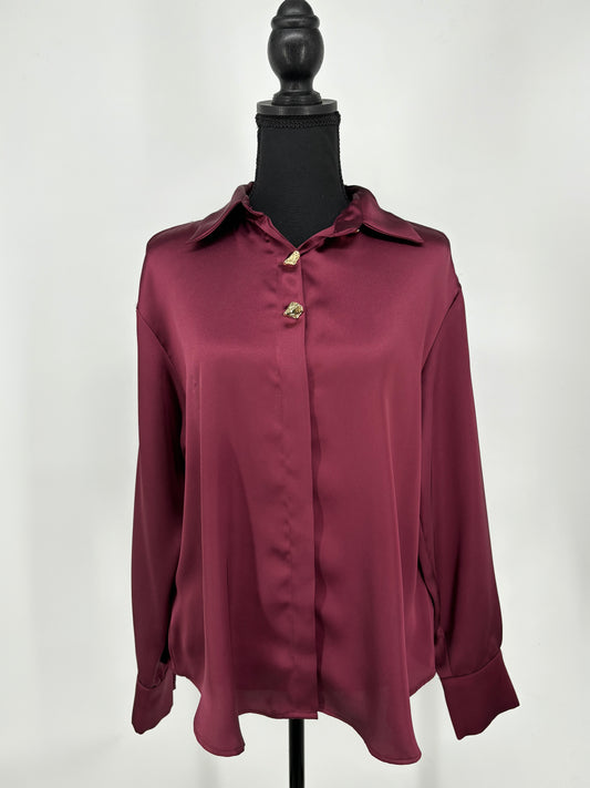 Women’s Burgundy Silk Blouse size s