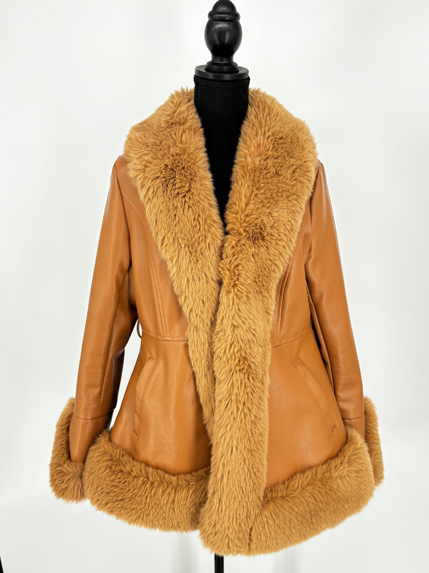 Women’s Brown Long Faux Fur Coat size m
