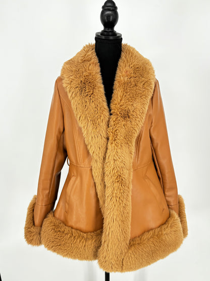 Women’s Brown Long Faux Fur Coat size m