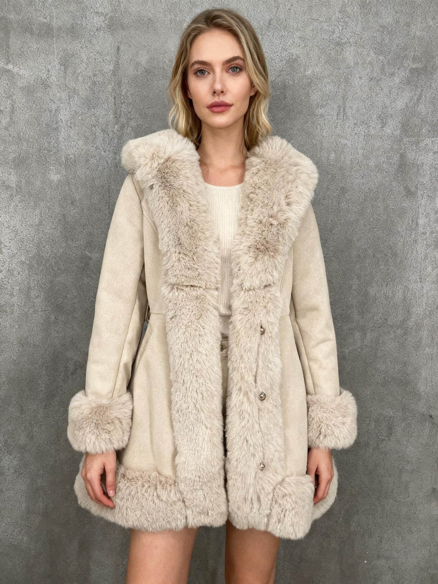 Women’s Off-White Faux Fur Coat size s