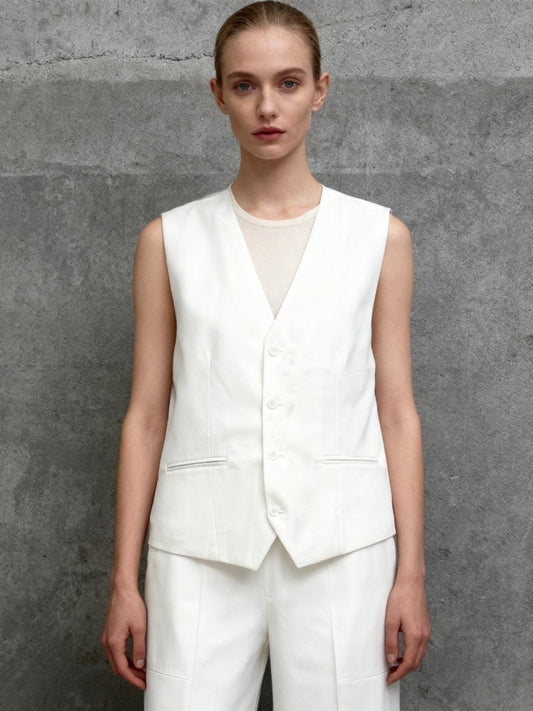 COOFANDY Men’s White Suit Set (Vest & Pants) – Size XL