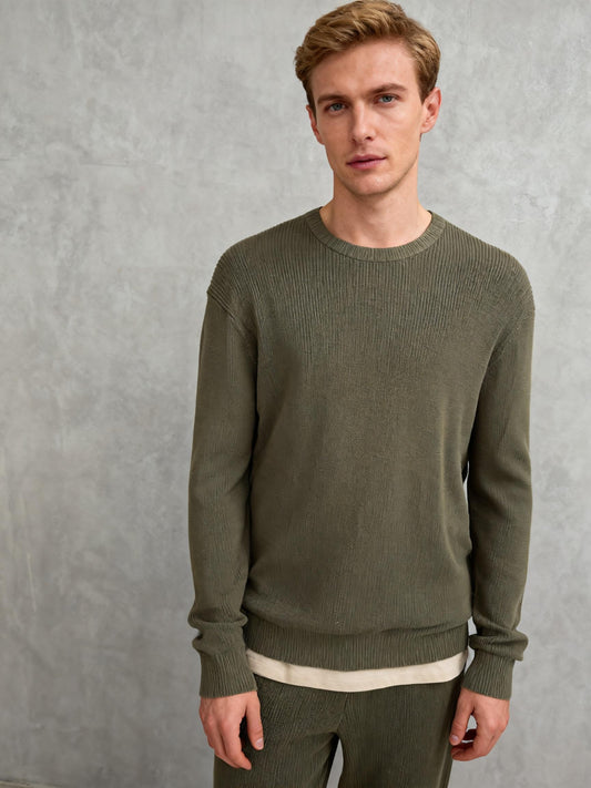 Men’s Olive Green Crew Neck Knit Sweater size m