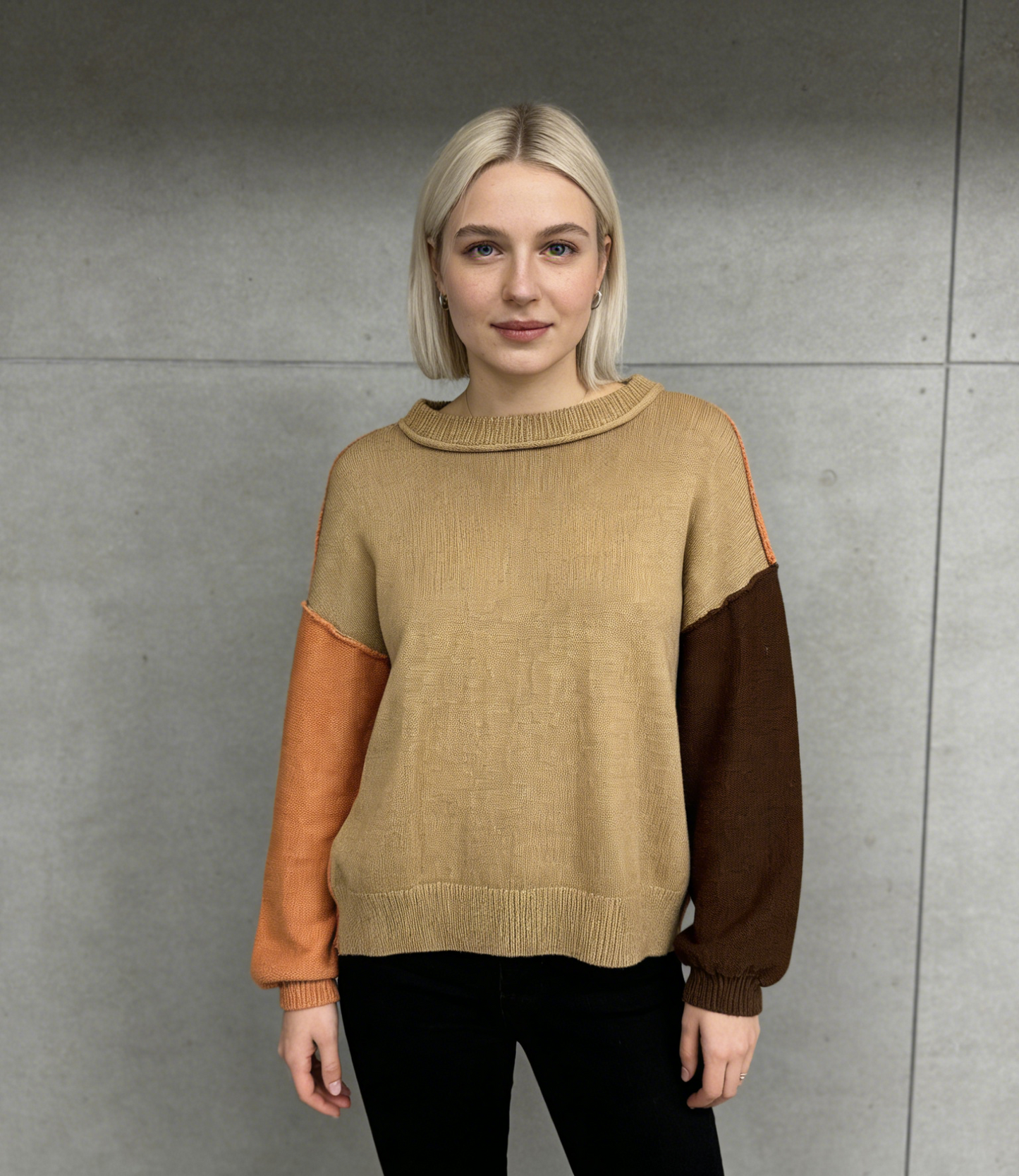 DOKOTOO Women’s Beige Colorblock Knit Sweater size s