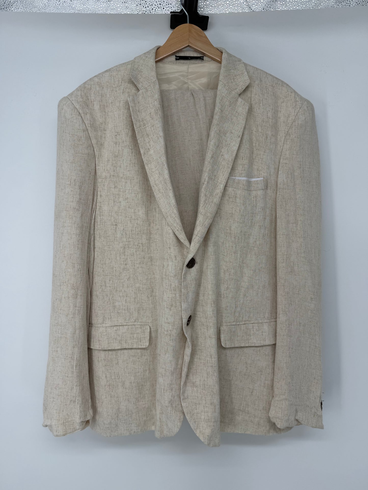 Men’s off-white Heavy Wool Suit Jacket And Pants size L