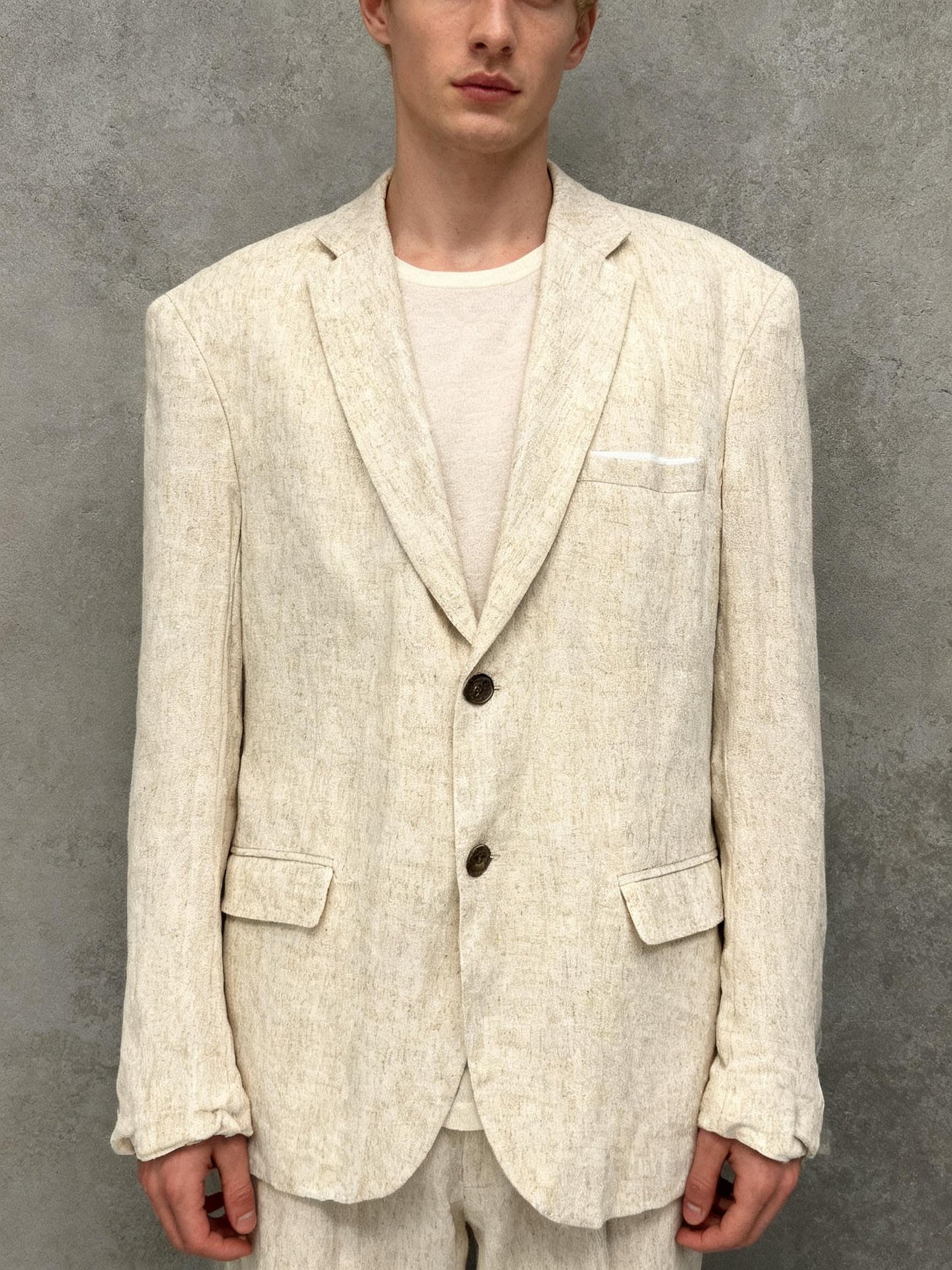 Men’s off-white Heavy Wool Suit Jacket And Pants size L