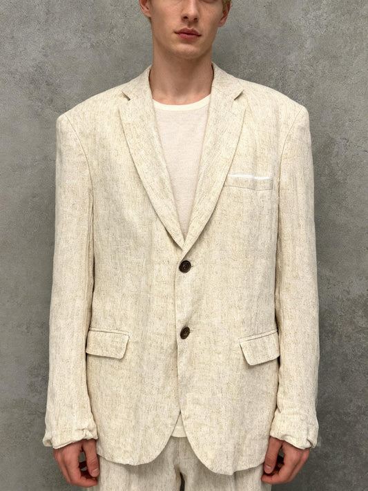 Men’s off-white Heavy Wool Suit Jacket And Pants size L