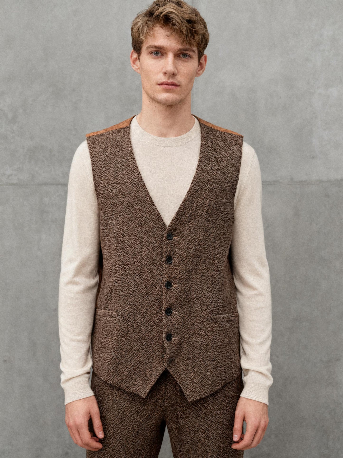 Men’s brown Tweed Casual Vest size l