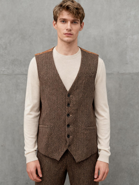 Men’s brown Tweed Casual Vest size l