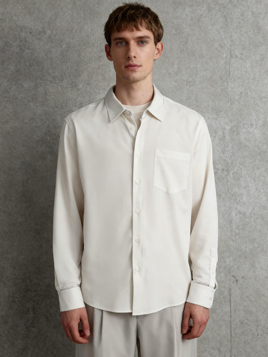 Men’s White Button-Up Casual Shirt Size M