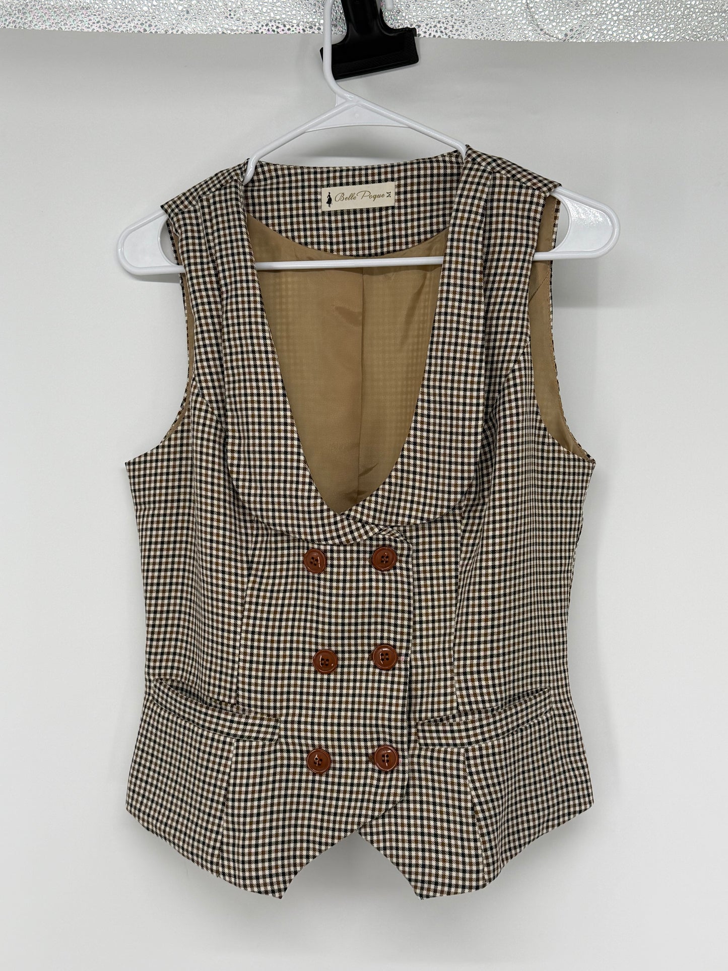 Brown Plaid Vest – Size M