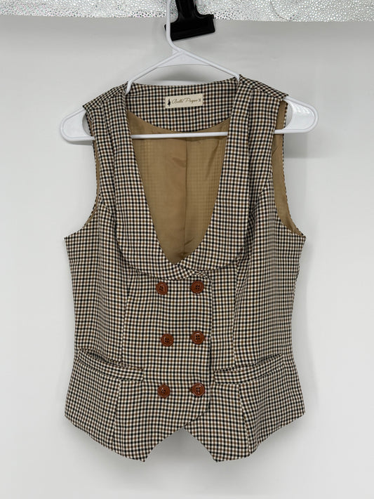 Brown Plaid Vest – Size M