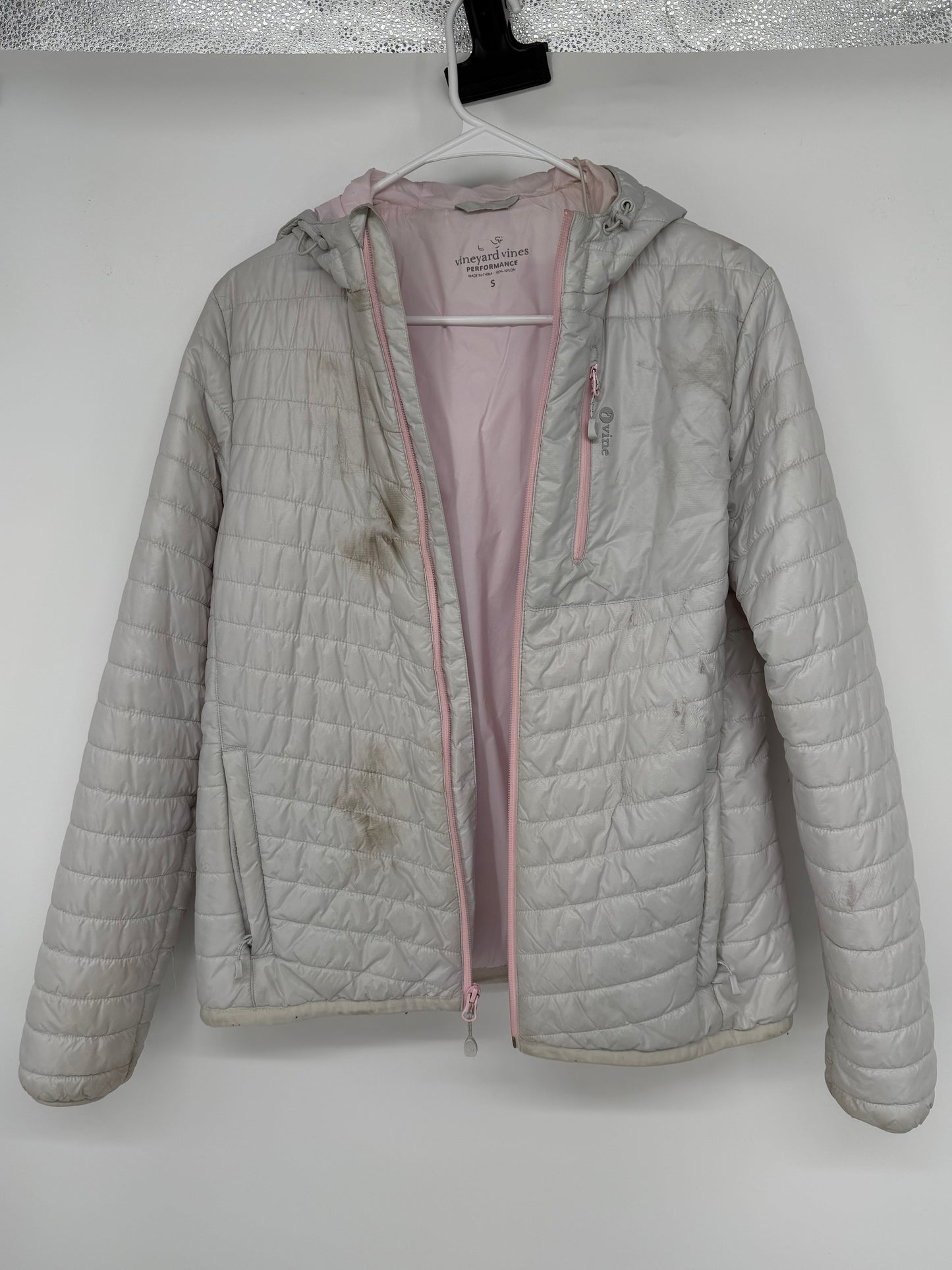 Women's Light Grey Short Down Jacket – Vintage Washed Look