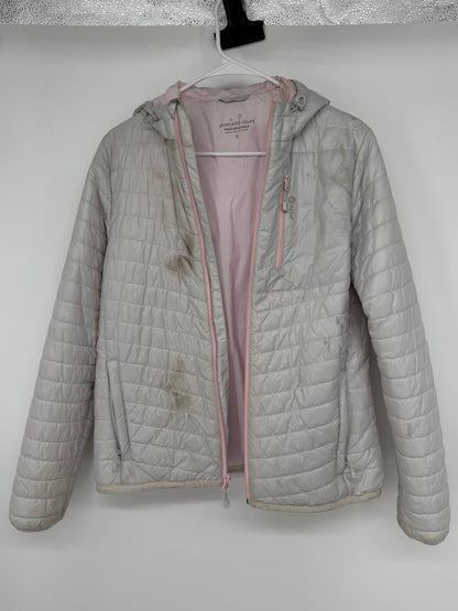 Women's Light Grey Short Down Jacket – Vintage Washed Look