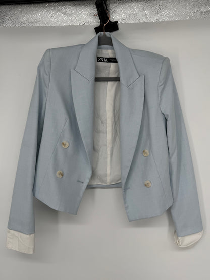 ZARA Women's Light Blue Cropped Blazer – Size XS