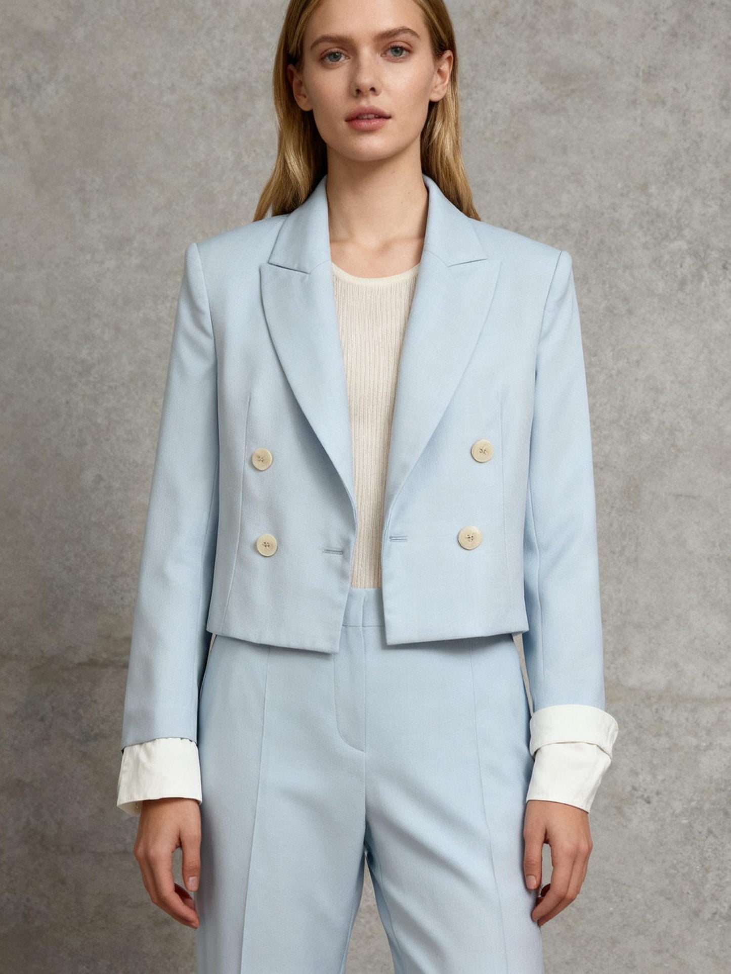 ZARA Women's Light Blue Cropped Blazer – Size XS