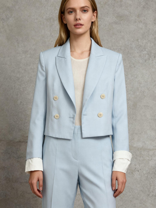 ZARA Women's Light Blue Cropped Blazer – Size XS