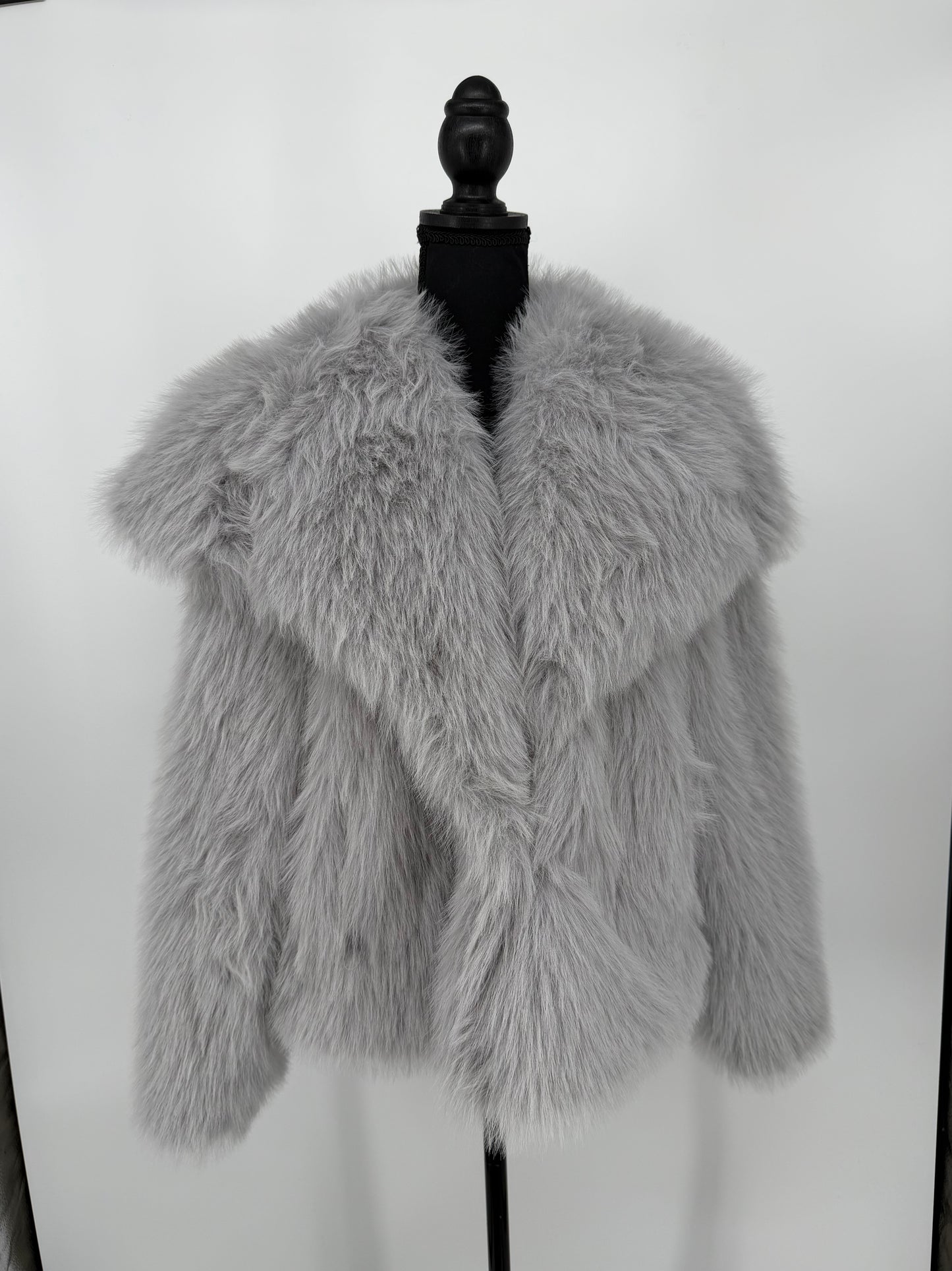 Women's Gray Faux Fur Jacket – Size M