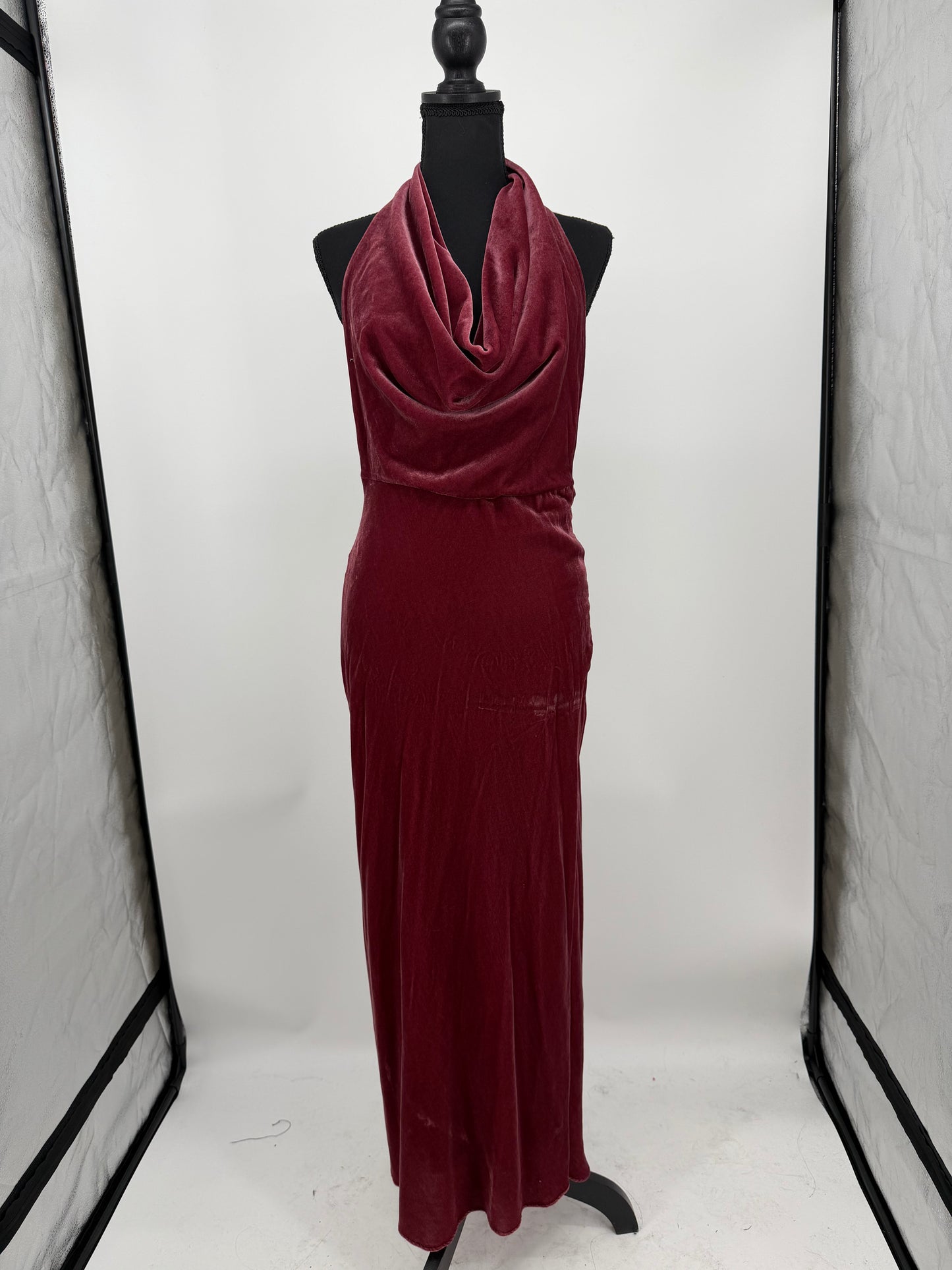 Red Velvet Halter Neck Dress – Size S
