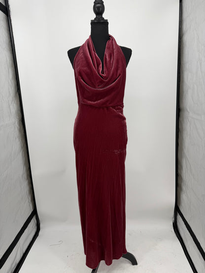 Red Velvet Halter Neck Dress – Size S