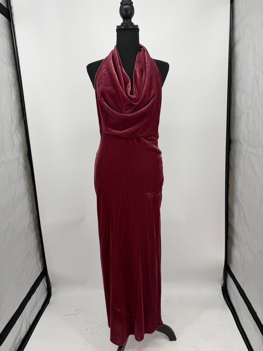 Red Velvet Halter Neck Dress – Size S