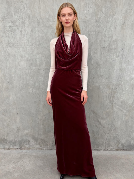 Red Velvet Halter Neck Dress – Size S