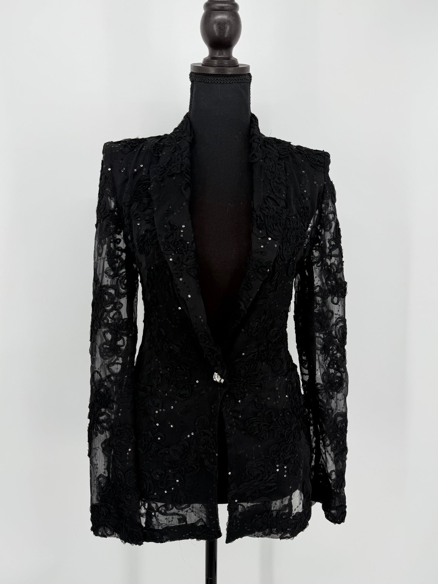 Women's Black Lace Blazer – Long Sleeve Size M