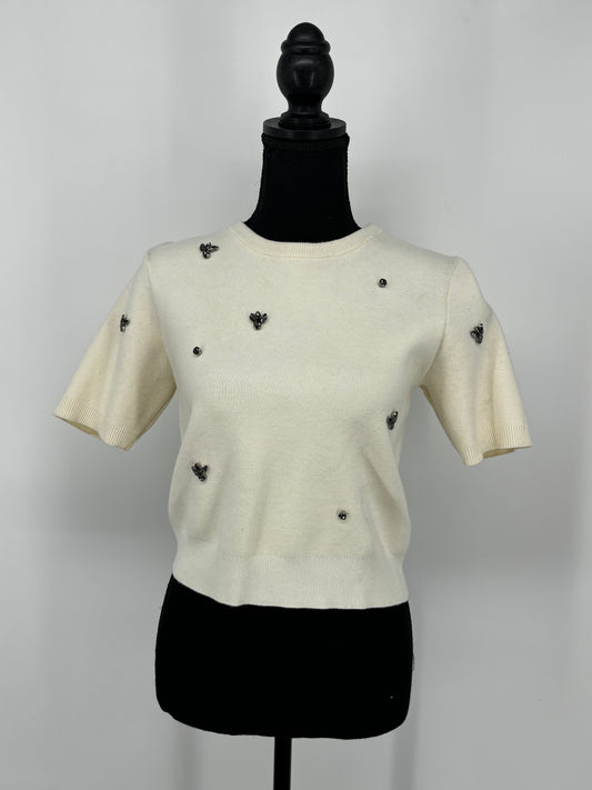 ZARA Women's White Short-Sleeve Crop Top – Size S