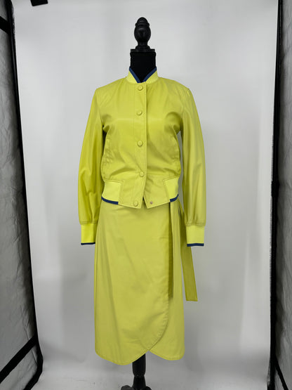 Women's Neon Green Two-Piece Set (Long Sleeve Top & Skirt) – Size XS