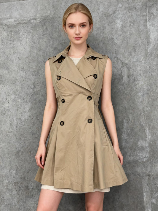 ZARA Khaki Sleeveless Short Dress for Women – Size Medium