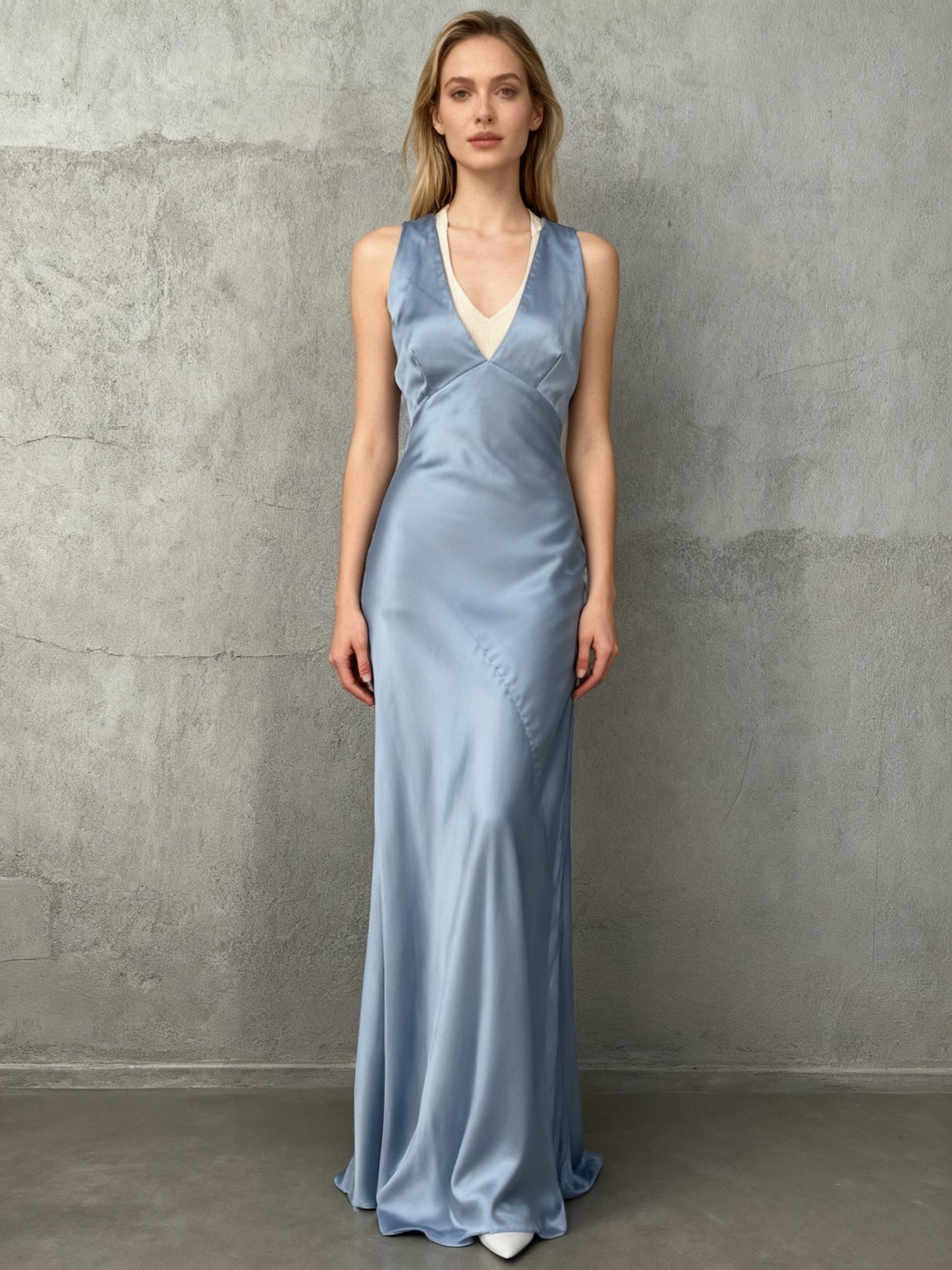 ZARA Women's Blue Silk Cami Maxi Dress – Size S