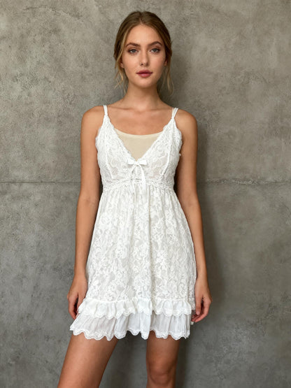 Women's White Lace Cami Nightgown – Size M