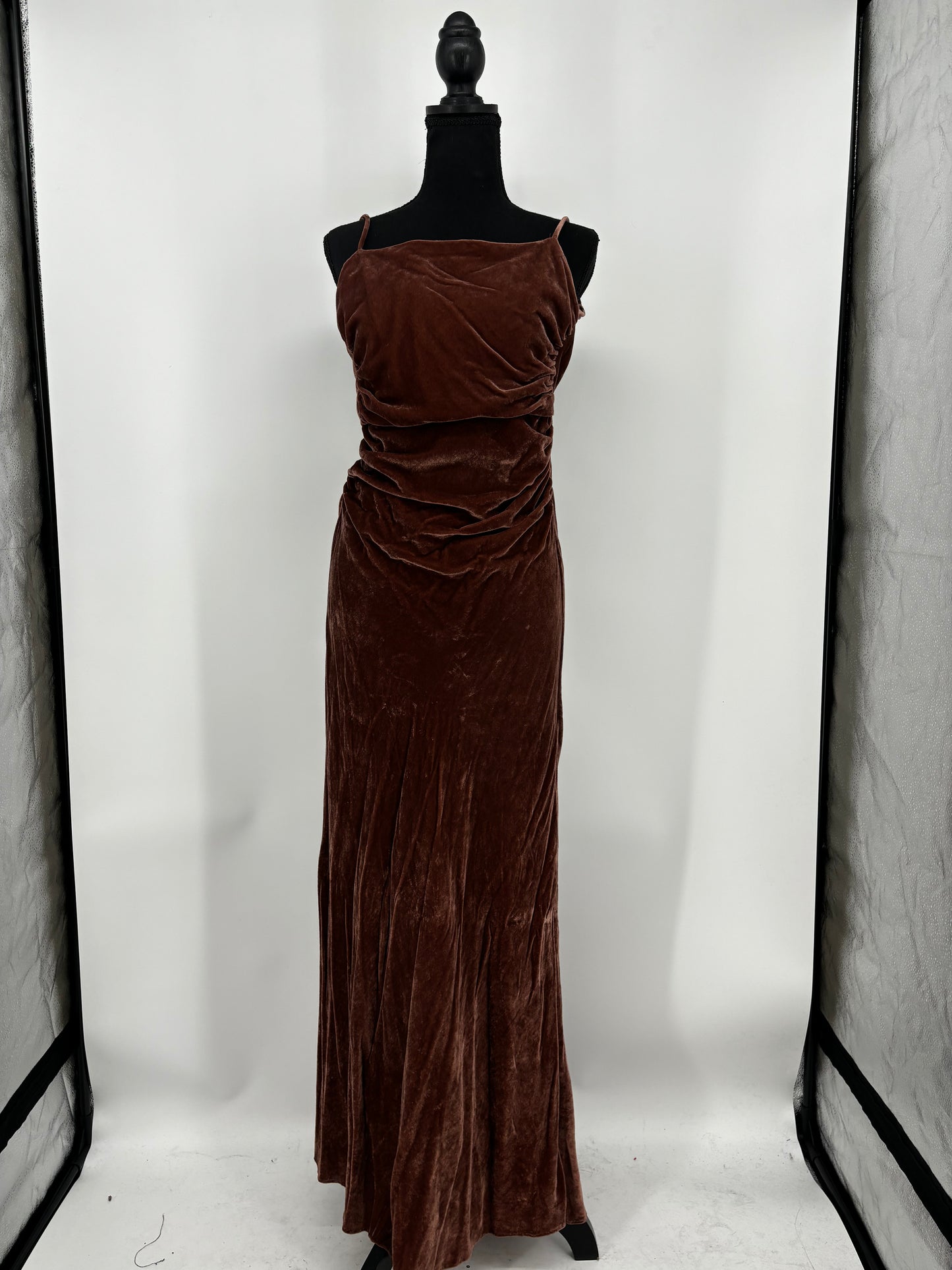 ZARA Women's Red Velvet Slim Fit Cami Maxi Dress – Size S