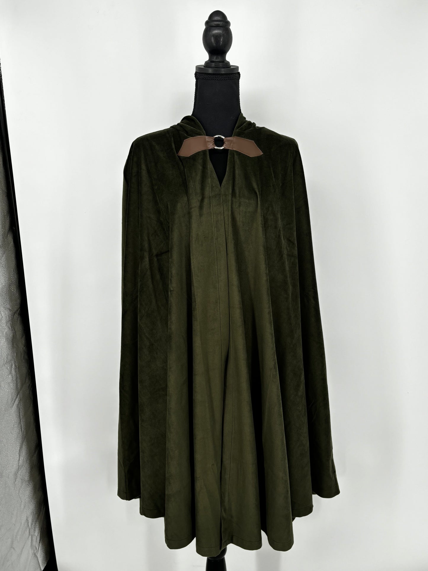 Dark Green Velvet Hooded Cape