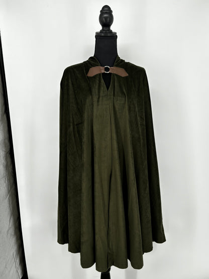 Dark Green Velvet Hooded Cape