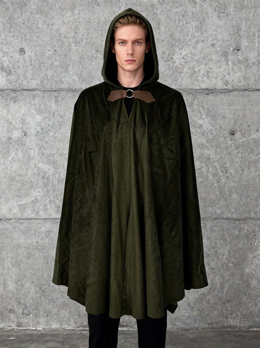 Dark Green Velvet Hooded Cape