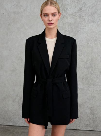 Women's Black Tie-Waist Blazer – Size S