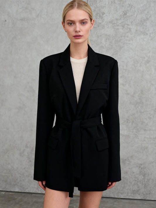 Women's Black Tie-Waist Blazer – Size S