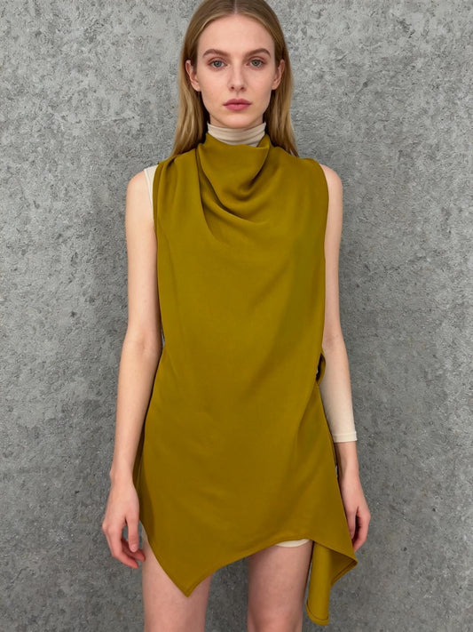 ZARA Women's Yellow-Green Sleeveless Designer Top – Size S