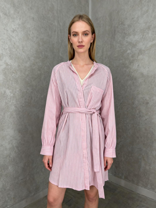 Women's Pink Striped Shirt Dress – Size S