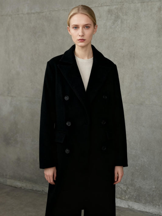 Women's Black Wool Coat – Size M