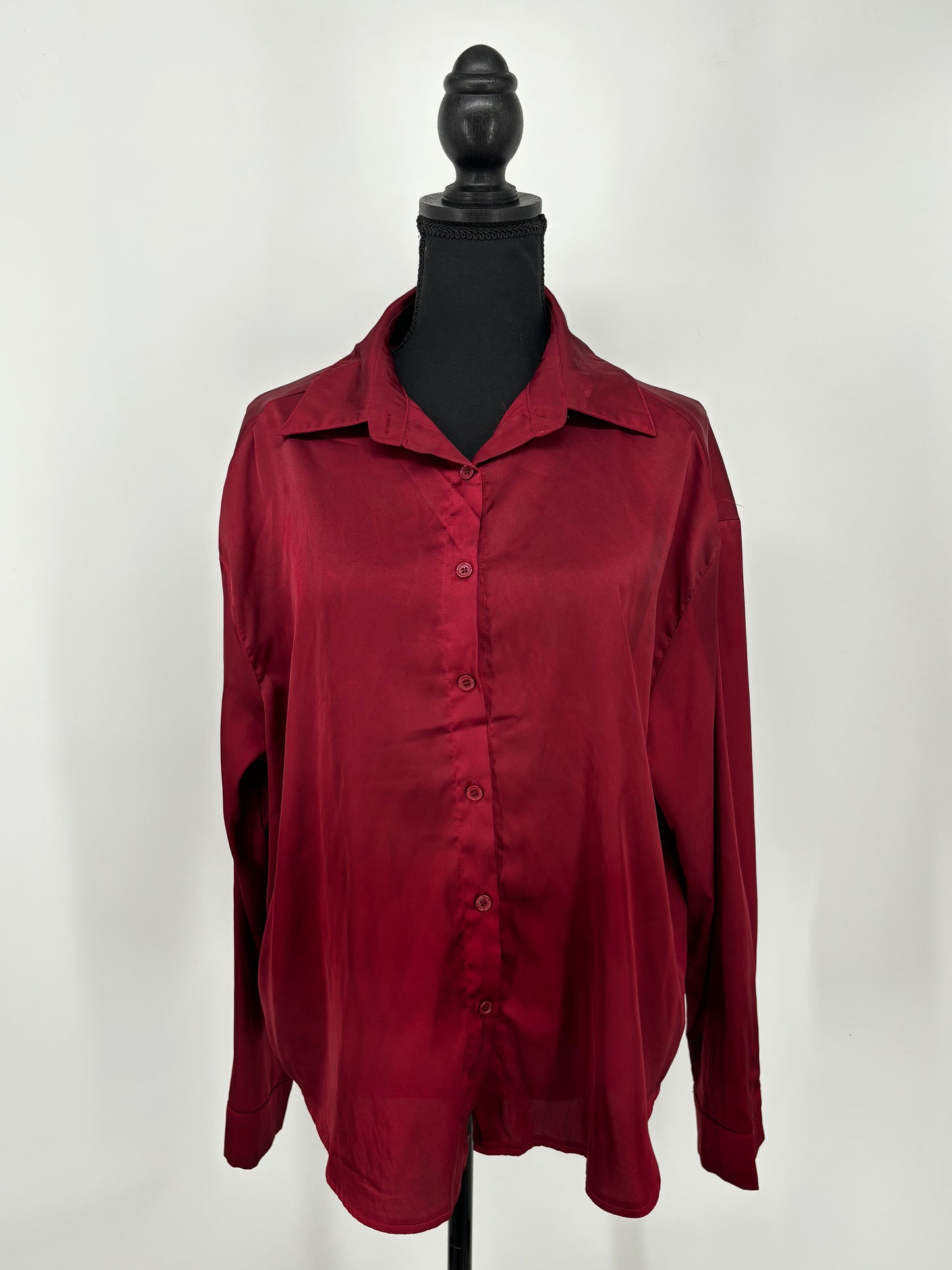 SHEIN Women's Red Silk Shirt – Size M