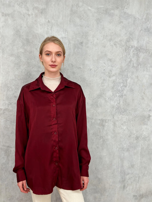 SHEIN Women's Red Silk Shirt – Size M