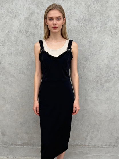 Women's Black Fitted Cami Maxi Dress – Size M