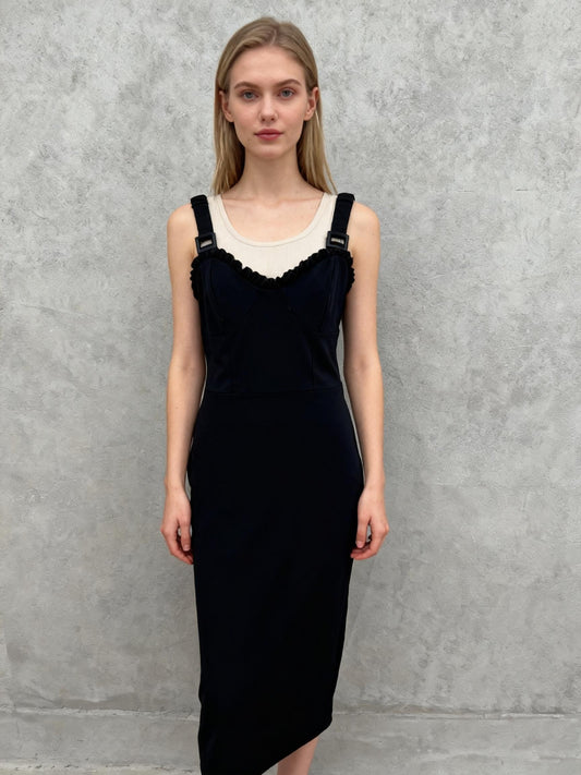 Women's Black Fitted Cami Maxi Dress – Size M